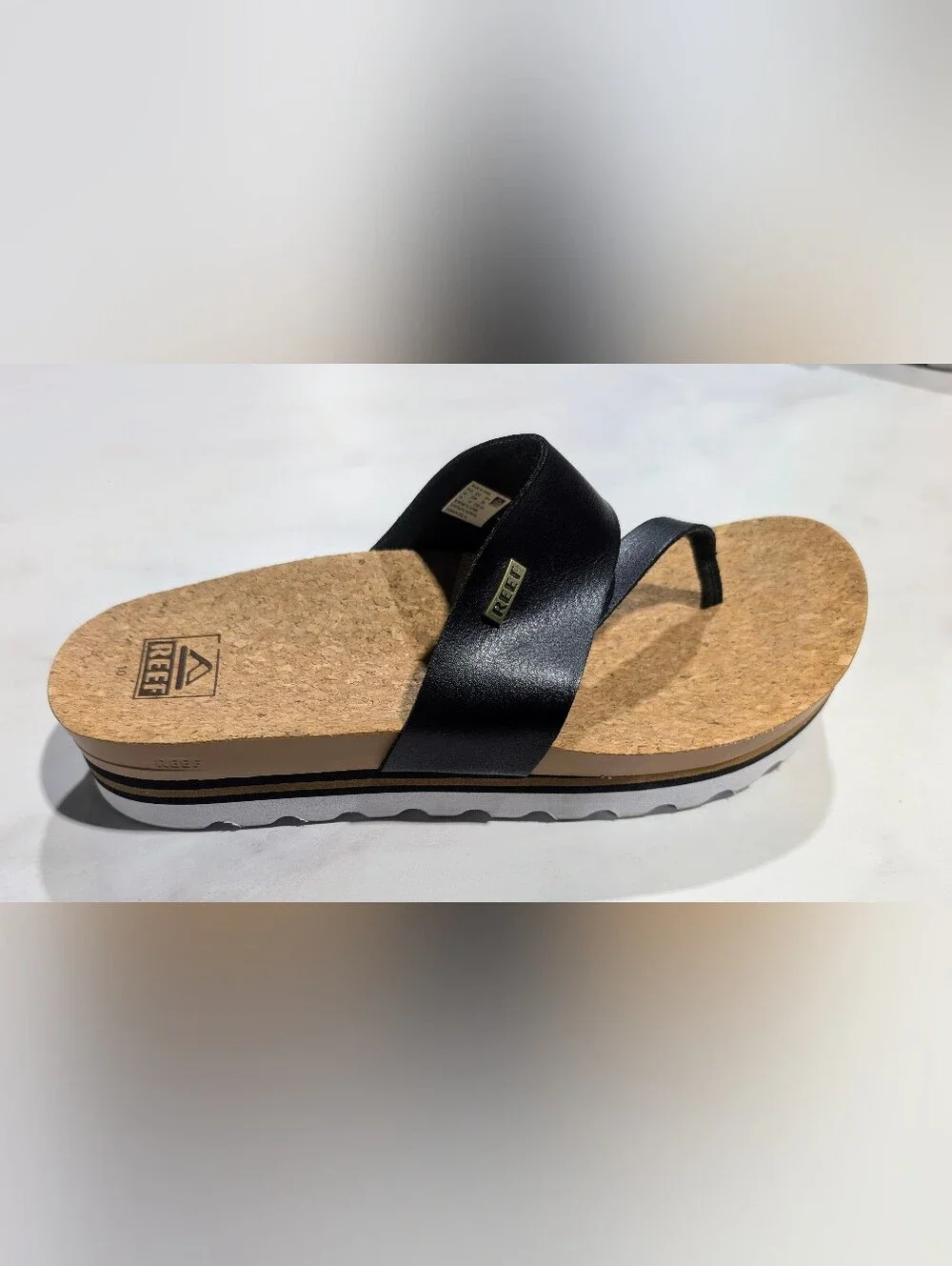Reef Black Cork-Style Platform Thong Sandals - Women